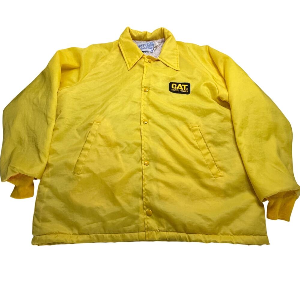 Vintage yellow Cat Diesel Power snap-up coach jacket fleeceSize M